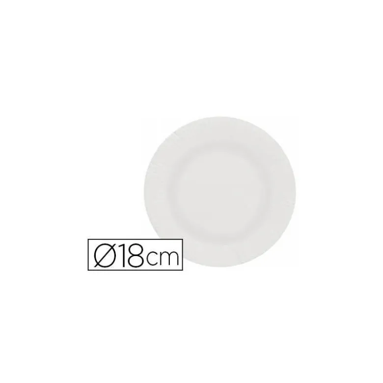 PLATO PAPEL RECICLABLE BLANCO 18 CM PAQUETE 50 UNIDADES