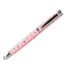 PLUMA BELIUS BELLA ALUMINIO COLOR ROSA DISEÑO PLATEADO RELIEVE TINTA AZUL CAJA DE DISEÑO