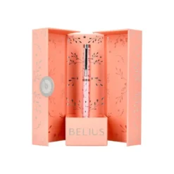 PLUMA BELIUS BELLA ALUMINIO COLOR ROSA DISEÑO PLATEADO RELIEVE TINTA AZUL CAJA DE DISEÑO