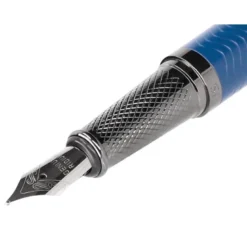 PLUMA BELIUS NEPTUNO ALUMINIO TEXTURA WAVY COLOR AZUL MARINO TINTA AZUL CAJA DE DISEÑO