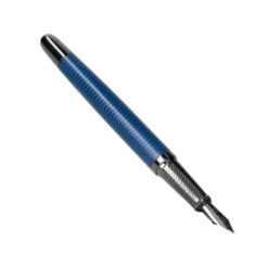 PLUMA BELIUS NEPTUNO ALUMINIO TEXTURA WAVY COLOR AZUL MARINO TINTA AZUL CAJA DE DISEÑO