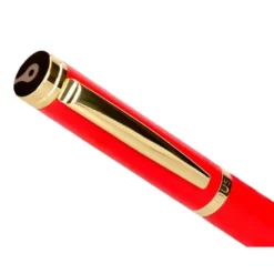 PLUMA BELIUS PASSION DOR ALUMINIO TEXTURA CEPILLADA COLOR ROJO Y DORADO TINTA AZUL CAJA DE DISEÑO