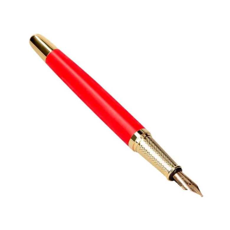 PLUMA BELIUS PASSION DOR ALUMINIO TEXTURA CEPILLADA COLOR ROJO Y DORADO TINTA AZUL CAJA DE DISEÑO
