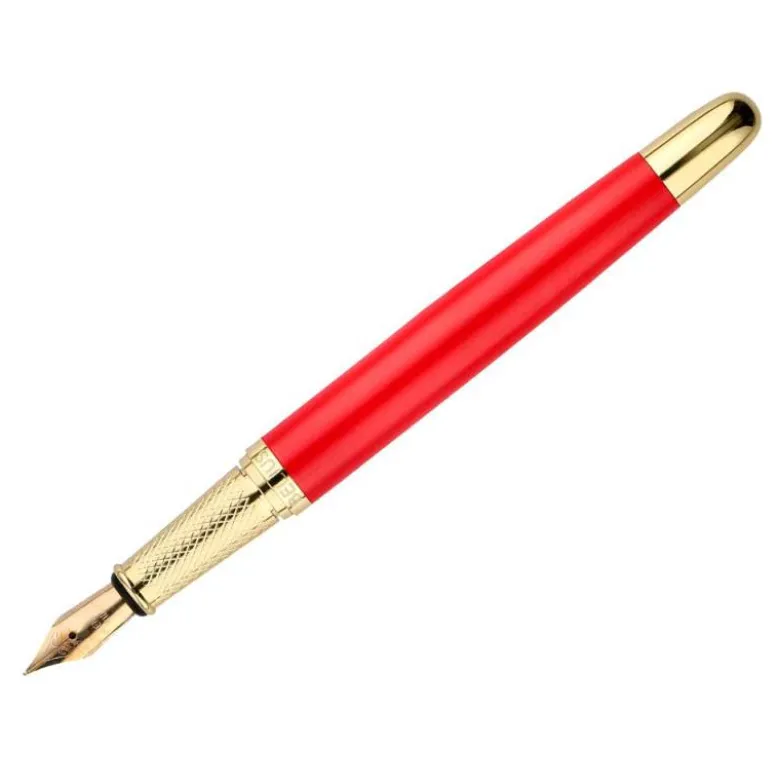 PLUMA BELIUS PASSION DOR ALUMINIO TEXTURA CEPILLADA COLOR ROJO Y DORADO TINTA AZUL CAJA DE DISEÑO