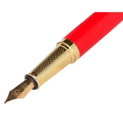 PLUMA BELIUS PASSION DOR ALUMINIO TEXTURA CEPILLADA COLOR ROJO Y DORADO TINTA AZUL CAJA DE DISEÑO