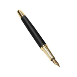 PLUMA BELIUS PASSION DOR ALUMINIO TEXTURA CEPILLADA COLOR NEGRO Y DORADO TINTA AZUL CAJA DE DISEÑO
