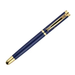 PLUMA BELIUS SOIREE ALUMINIO COLOR ART DECO AZUL MARINO Y DORADO TINTA AZUL CAJA DE DISEÑO