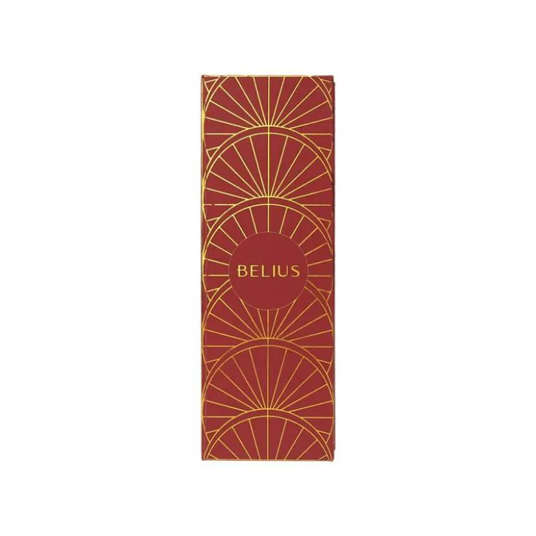 PLUMA BELIUS SOIREE ALUMINIO COLOR ART DECO GRANATE Y DORADO TINTA AZUL CAJA DE DISEÑO