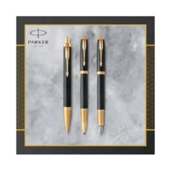Pluma Parker PK IM GT Premium Plumin Fino Lacado Color Negro Adornos Dorados