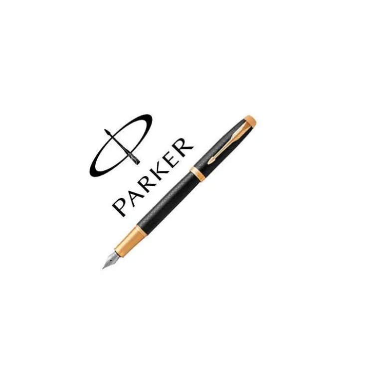Pluma Parker PK IM GT Premium Plumin Fino Lacado Color Negro Adornos Dorados