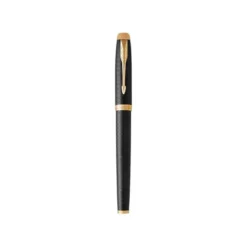 Pluma Parker PK IM GT Premium Plumin Fino Lacado Color Negro Adornos Dorados