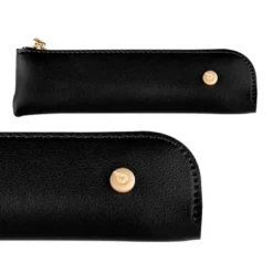 PLUMA Y ESTUCHE BELIUS SOIREE COLOR ART DECO NEGRO Y DORADO TINTA AZUL CAJA DE DISEÑO