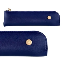 PLUMA Y ESTUCHE BELIUS SOIREE COLOR ART DECO AZUL MARINO Y DORADO TINTA AZUL CAJA DE DISEÑO