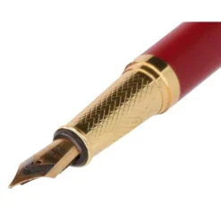 PLUMA Y ESTUCHE BELIUS SOIREE COLOR ART DECO GRANATE Y DORADO TINTA AZUL CAJA DE DISEÑO