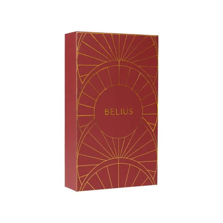 PLUMA Y ESTUCHE BELIUS SOIREE COLOR ART DECO GRANATE Y DORADO TINTA AZUL CAJA DE DISEÑO