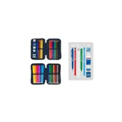 PLUMIER ESCOLAR MILAN 430 SINCE 1918 DOBLE CON ACCESORIOS COLOR BEIG 195X50X130 MM