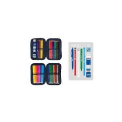 PLUMIER ESCOLAR MILAN 430 SINCE 1918 DOBLE CON ACCESORIOS COLOR AZUL 195X50X130 MM
