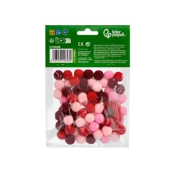 POMPONES DE COLORES LIDERPAPEL 1,5 CM TONALIDADES ROJAS BOLSA CON 80 UNIDADES