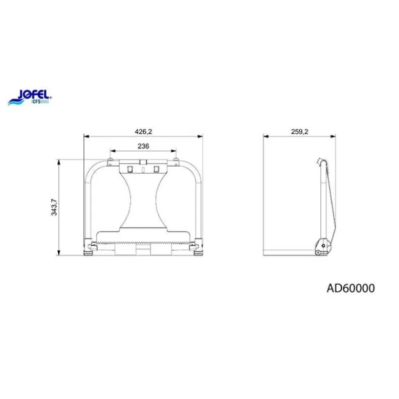 PORTABOBINA INDUSTRIAL JOFEL METALICO MURAL CON SIERRA DE CORTE PARA BOBINAS DE HASTA 500 M 435X416X285 MM