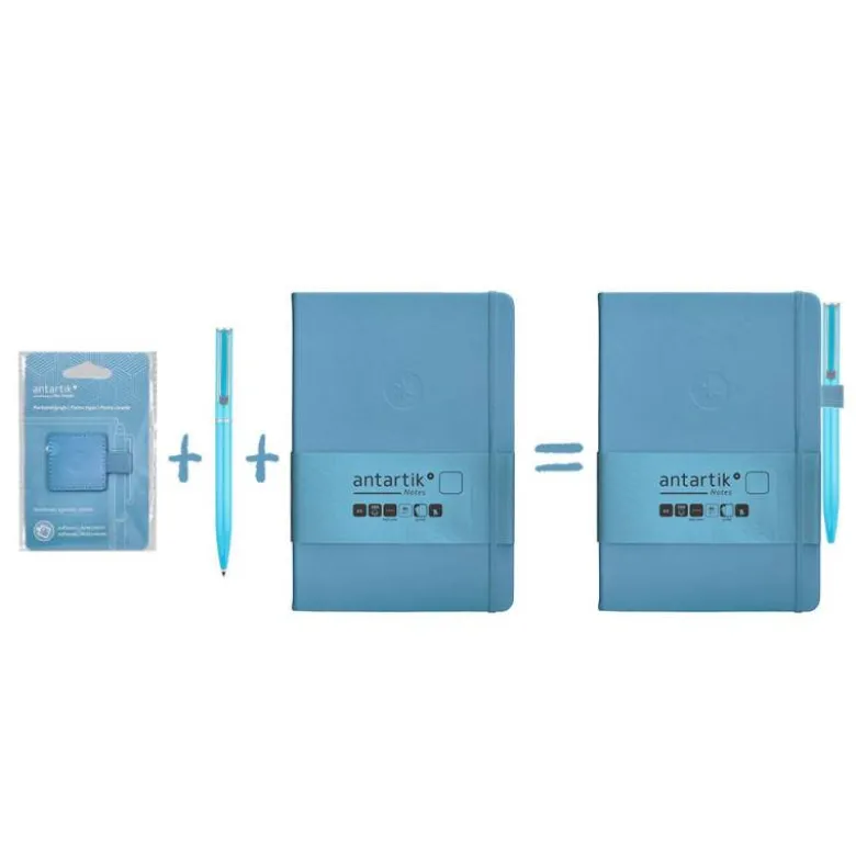PORTABOLIGRAFO AUTOADHESIVO ANTARTIK PARA CUADERNO NOTE CON ELASTICO HASTA 15 MM GROSOR 80 MM AZUL CLARO 40X40