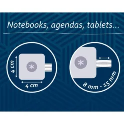 PORTABOLIGRAFO AUTOADHESIVO ANTARTIK PARA CUADERNO NOTE CON ELASTICO HASTA 15 MM GROSOR 80 MM AZUL MARINO