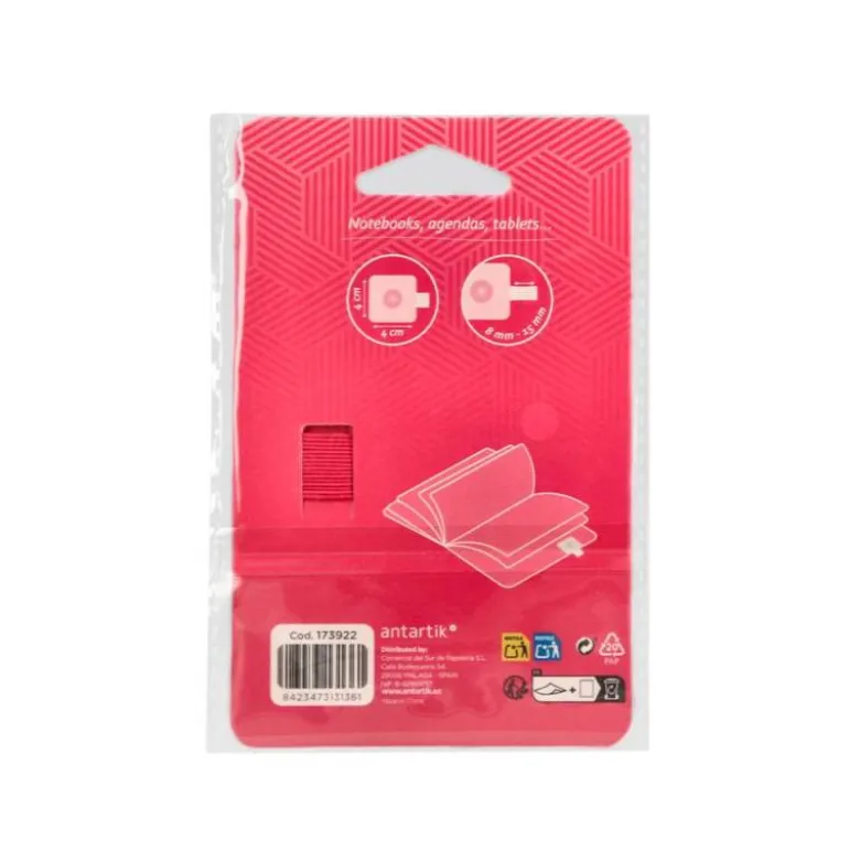 PORTABOLIGRAFO AUTOADHESIVO ANTARTIK PARA CUADERNO NOTE CON ELASTICO HASTA 15 MM GROSOR 80 MM FUCSIA 40X40 MM