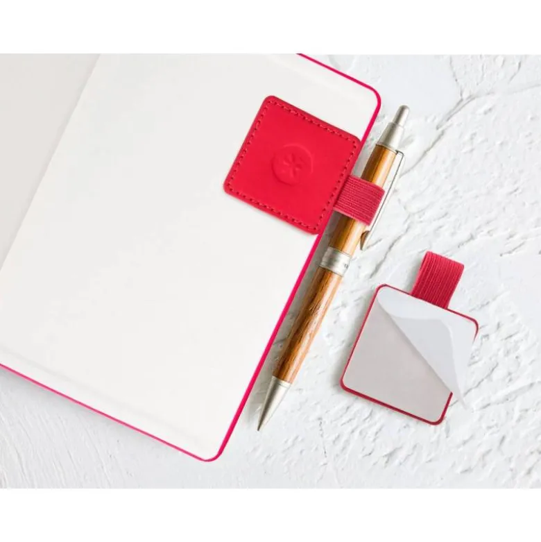 PORTABOLIGRAFO AUTOADHESIVO ANTARTIK PARA CUADERNO NOTE CON ELASTICO HASTA 15 MM GROSOR 80 MM FUCSIA 40X40 MM
