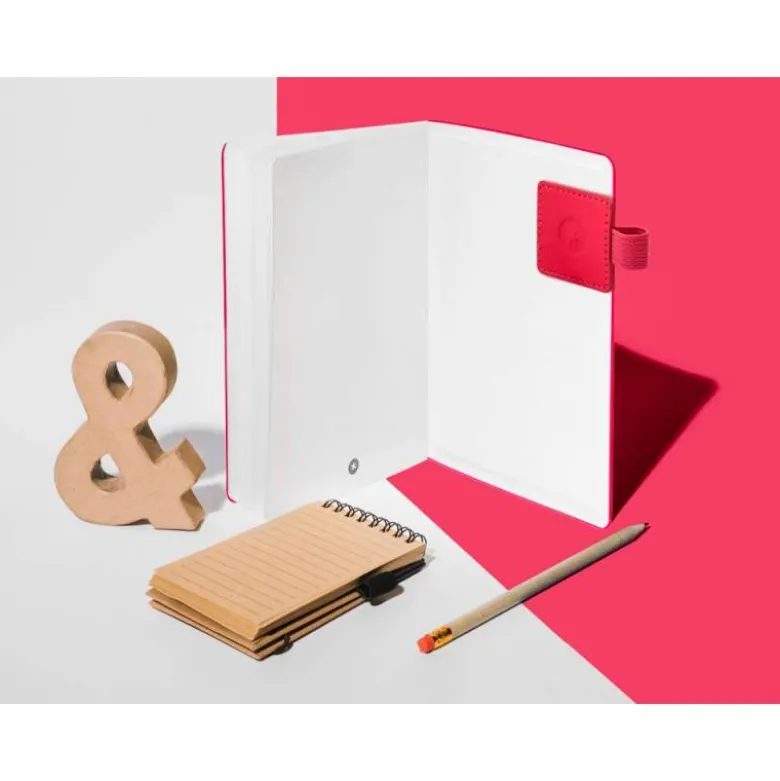 PORTABOLIGRAFO AUTOADHESIVO ANTARTIK PARA CUADERNO NOTE CON ELASTICO HASTA 15 MM GROSOR 80 MM FUCSIA 40X40 MM