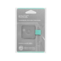PORTABOLIGRAFO AUTOADHESIVO ANTARTIK PARA CUADERNO NOTE CON ELASTICO HASTA 15 MM GROSOR 80 MM GRIS Y TURQUESA