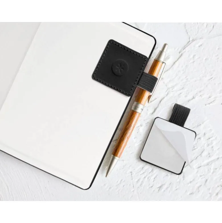 PORTABOLIGRAFO AUTOADHESIVO ANTARTIK PARA CUADERNO NOTE CON ELASTICO HASTA 15 MM GROSOR 80 MM NEGRO