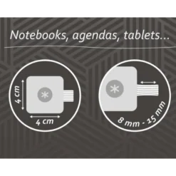 PORTABOLIGRAFO AUTOADHESIVO ANTARTIK PARA CUADERNO NOTE CON ELASTICO HASTA 15 MM GROSOR 80 MM NEGRO Y ROJO