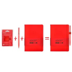 PORTABOLIGRAFO AUTOADHESIVO ANTARTIK PARA CUADERNO NOTE CON ELASTICO HASTA 15 MM GROSOR 80 MM ROJO 40X40 MM