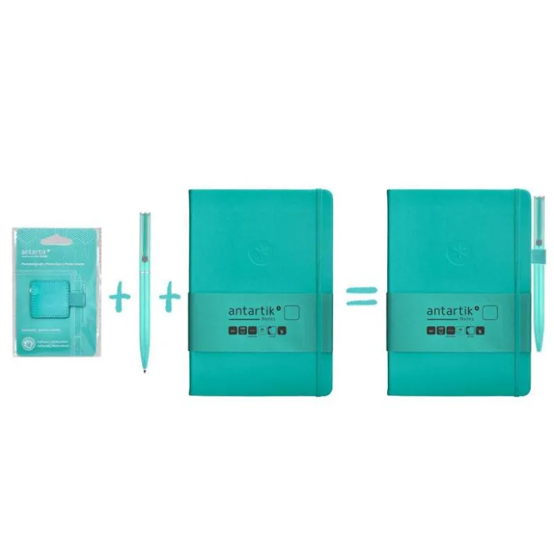 PORTABOLIGRAFO AUTOADHESIVO ANTARTIK PARA CUADERNO NOTE CON ELASTICO HASTA 15 MM GROSOR 80 MM TURQUESA 40X40