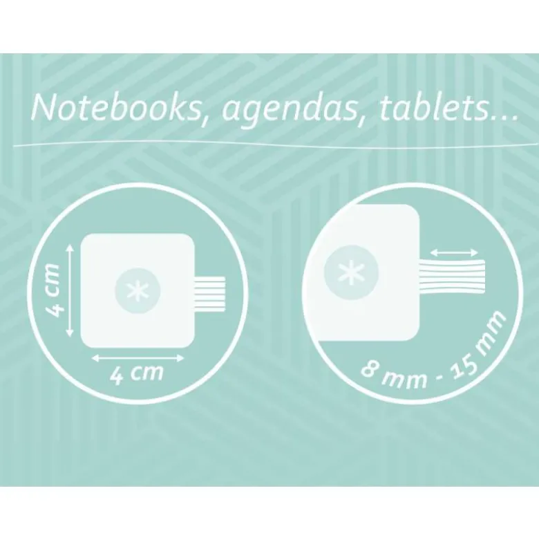 PORTABOLIGRAFO AUTOADHESIVO ANTARTIK PARA CUADERNO NOTE CON ELASTICO HASTA 15 MM GROSOR 80 MM TURQUESA Y ROSA