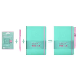 PORTABOLIGRAFO AUTOADHESIVO ANTARTIK PARA CUADERNO NOTE CON ELASTICO HASTA 15 MM GROSOR 80 MM TURQUESA Y ROSA