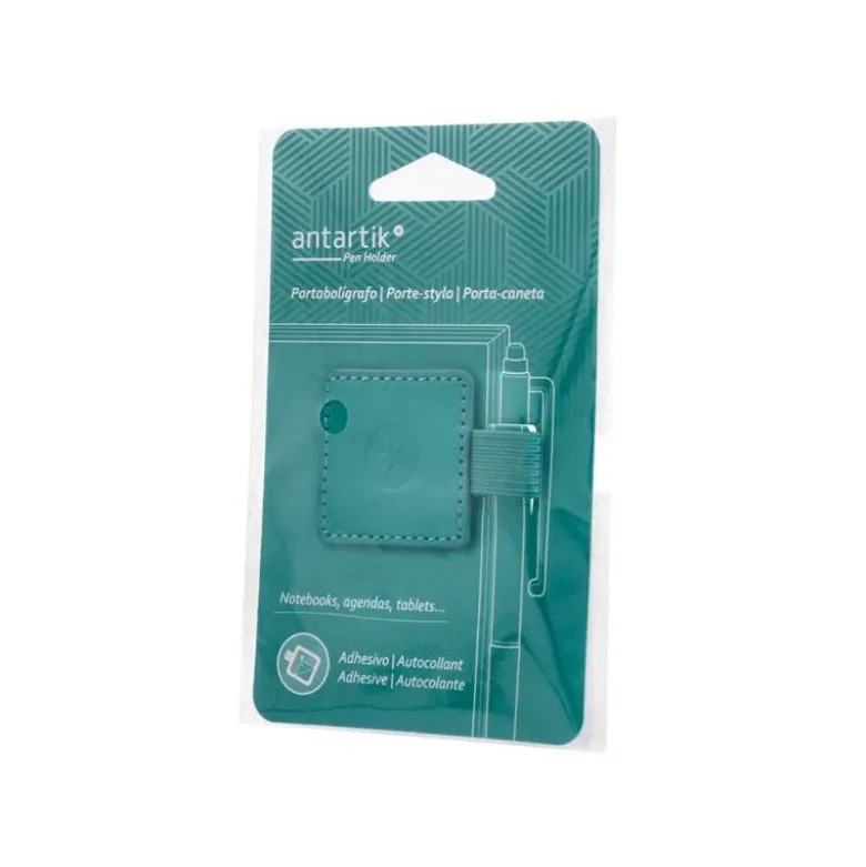 PORTABOLIGRAFO AUTOADHESIVO ANTARTIK PARA CUADERNO NOTE CON ELASTICO HASTA 15 MM GROSOR 80 MM VERDE AGUAMARINA