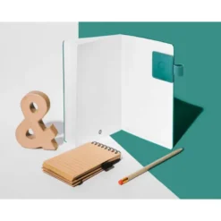 PORTABOLIGRAFO AUTOADHESIVO ANTARTIK PARA CUADERNO NOTE CON ELASTICO HASTA 15 MM GROSOR 80 MM VERDE AGUAMARINA