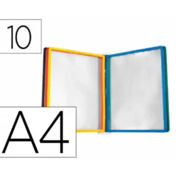 PORTACATALOGO DE PARED PLASTICO LIDERPAPEL CON 10 FUNDAS DIN A4 COLORES SURTIDOS