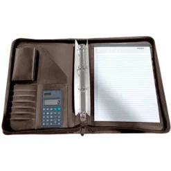 Portadocumentos tipo Carpeta Csp Marron con calculadora y bolsillo para movil