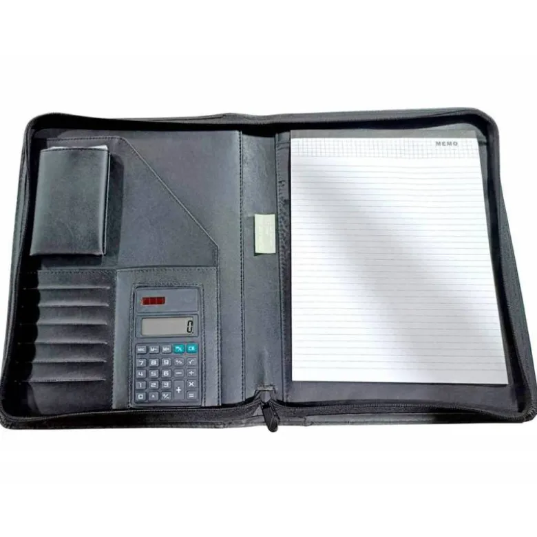 Portadocumentos tipo Carpeta Csp Negro con calculadora y sin anillas