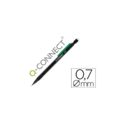 Portaminas Q-Connect trazo 0.7 mm color negro con clip verde y 3 minas