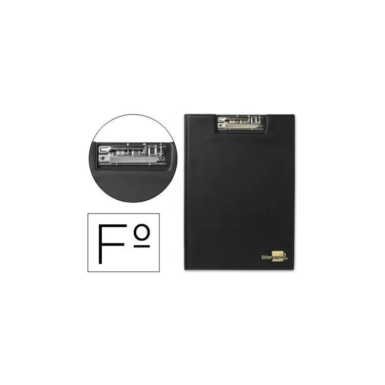 Portanotas plastico con miniclip superior Liderpapel negro