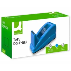 PORTARROLLO SOBREMESA Q-CONNECT PLASTICO PARA CINTA DE 33 MT COLOR AZUL 135X58X60 MM