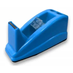 PORTARROLLO SOBREMESA Q-CONNECT PLASTICO PARA CINTA DE 33 MT COLOR AZUL 135X58X60 MM