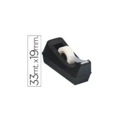 Portarrollo sobremesa q-connect plastico para cinta de 33 mt negro
