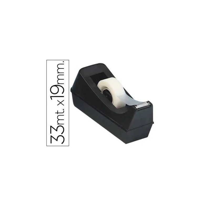 Portarrollo sobremesa q-connect plastico para cinta de 33 mt negro