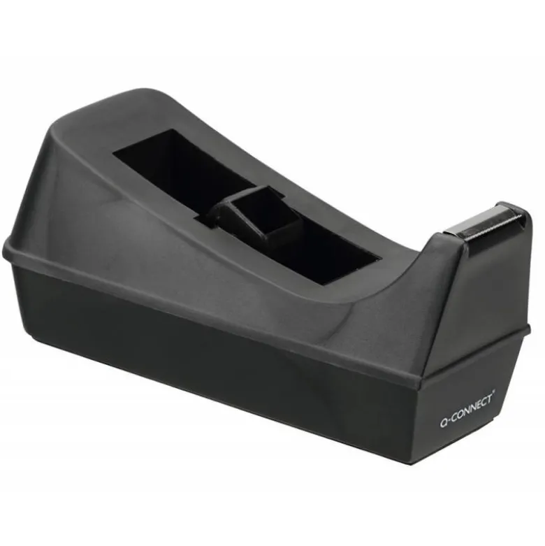 Portarrollo sobremesa q-connect plastico para cinta de 33 mt negro