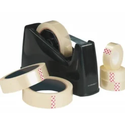 Portarrollo sobremesa q-connect plastico para cintas de 33 y 66 mt color negro