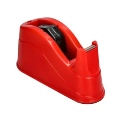PORTARROLLO SOBREMESA Q-CONNECT PLASTICO PARA CINTAS DE 66 MT COLOR ROJO 220X100X70 MM