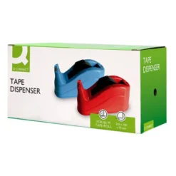 PORTARROLLO SOBREMESA Q-CONNECT PLASTICO PARA CINTAS DE 66 MT COLOR ROJO 220X100X70 MM
